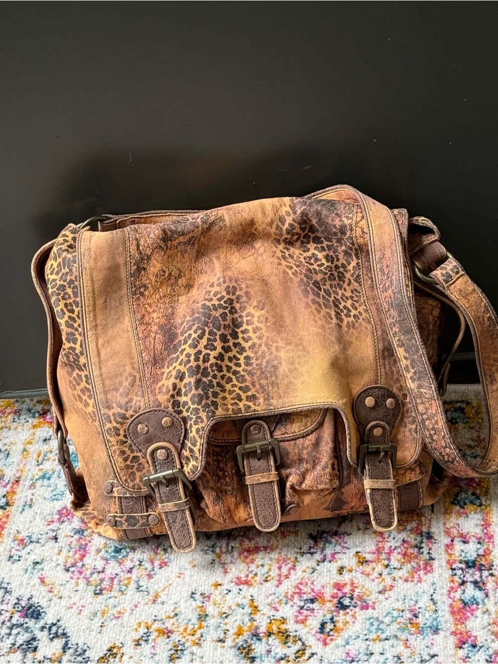 Old Gringo Brown Leopard-Print Soft Leather Messenger Bag
